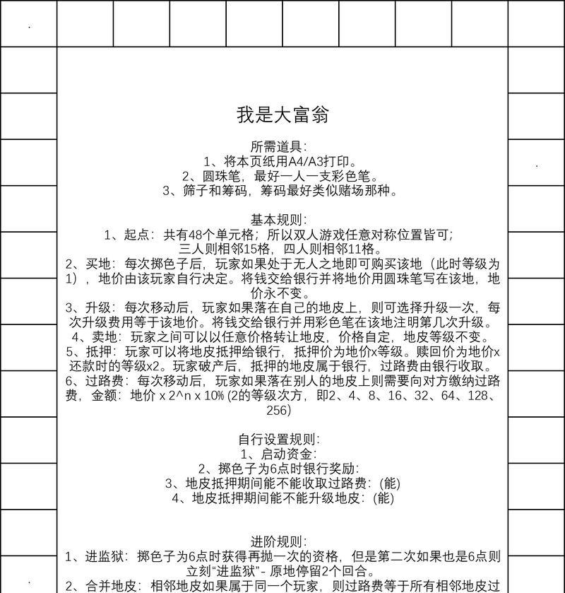 《大富翁电脑小游戏攻略——成为富豪的捷径》（掌握投资技巧，赢取游戏财富）